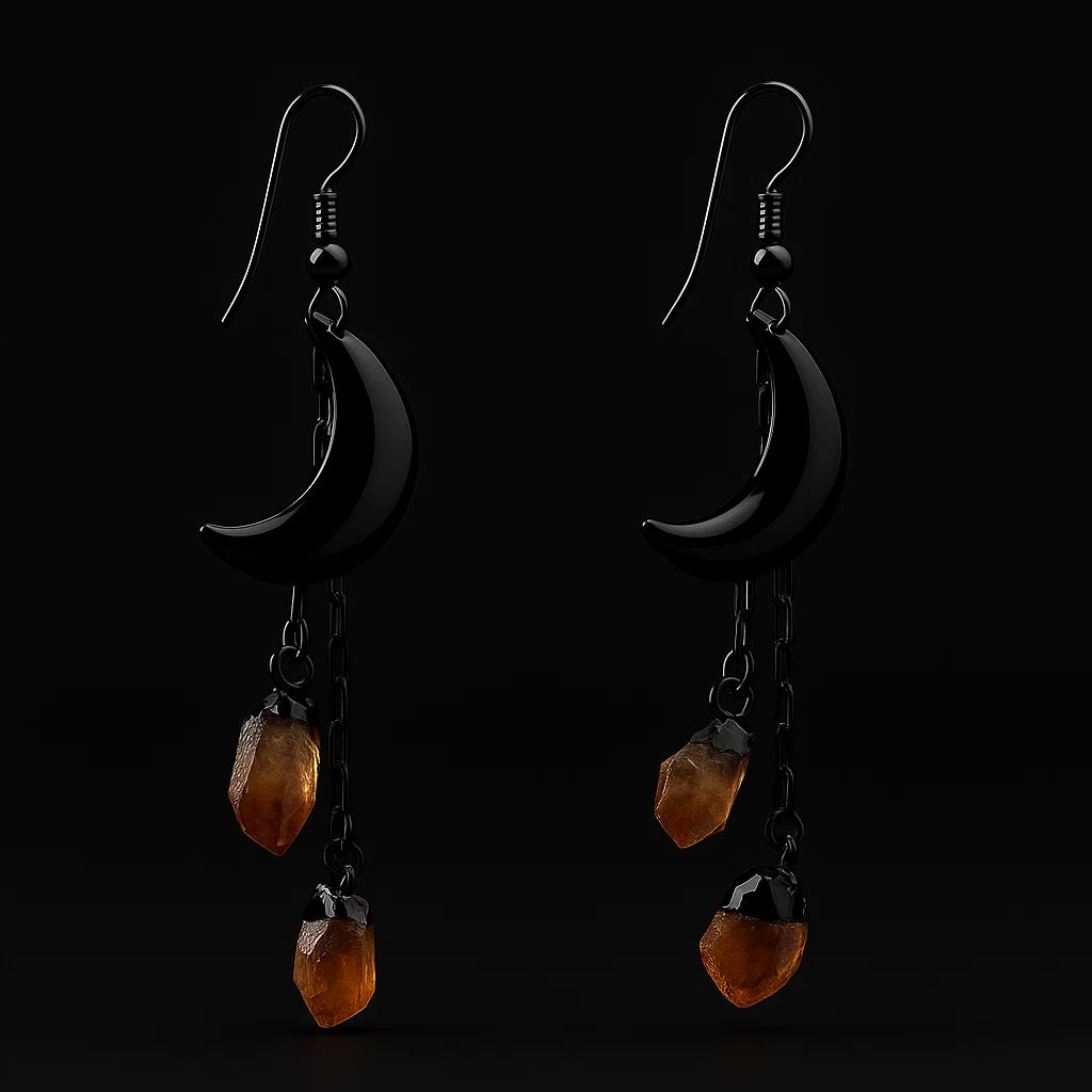 Moon with Double Druse Earring #1551.1