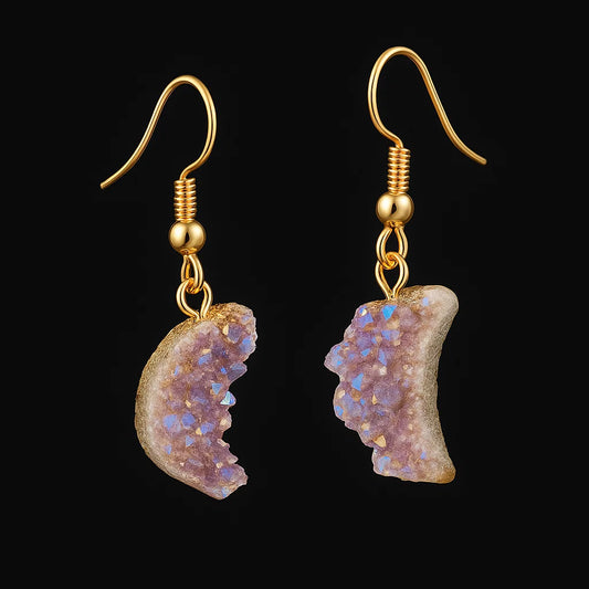 Metalized Druse Earring #1554.1