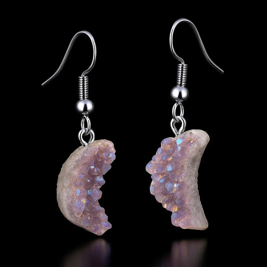 Metalized Druse Earring #1554.1