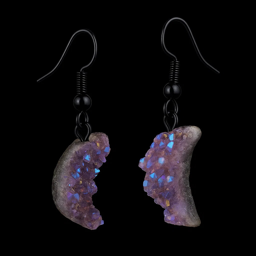 Metalized Druse Earring #1554.1