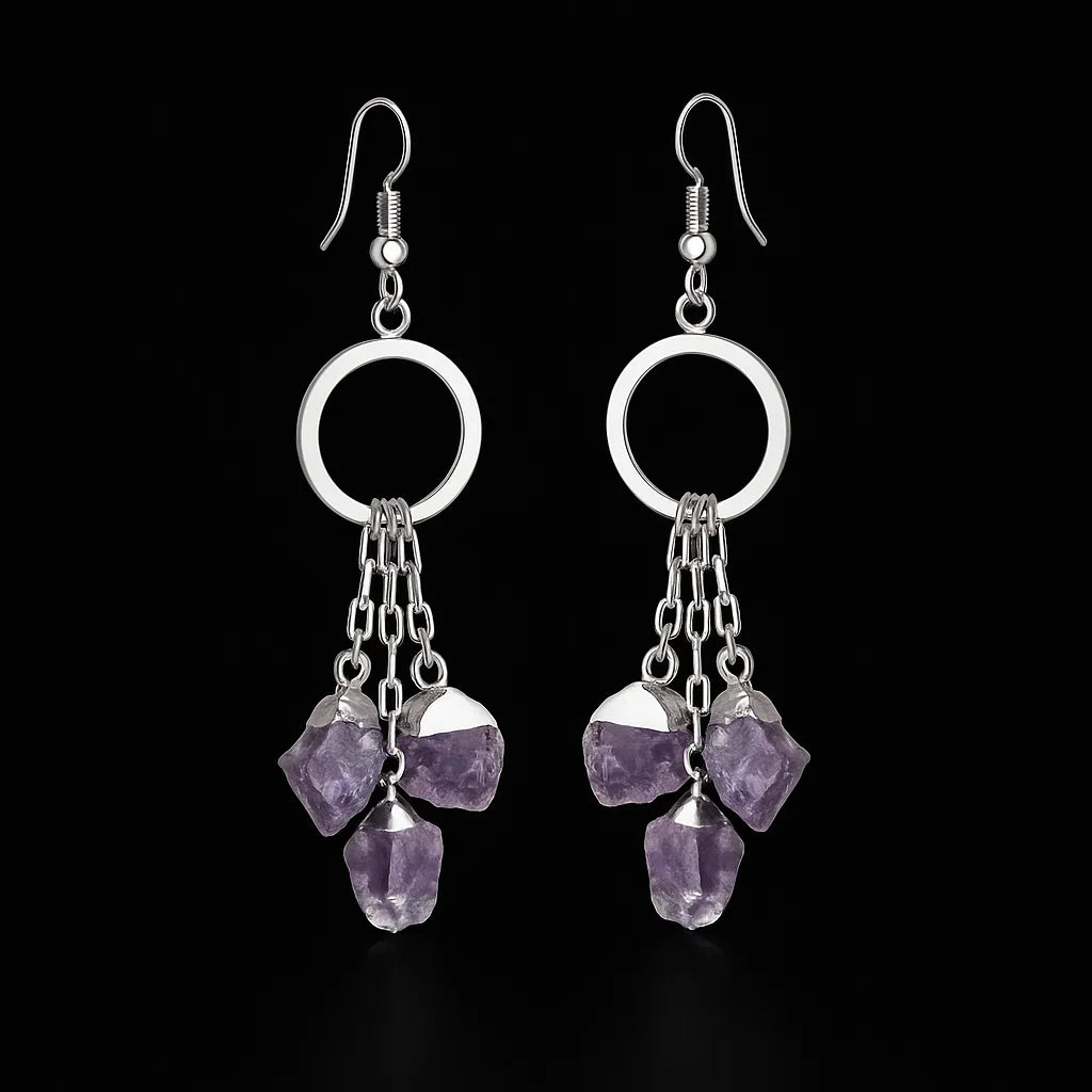 Triple Hanging Druse Earring #1555.1