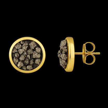 Round Pyrite Earring #1558.1