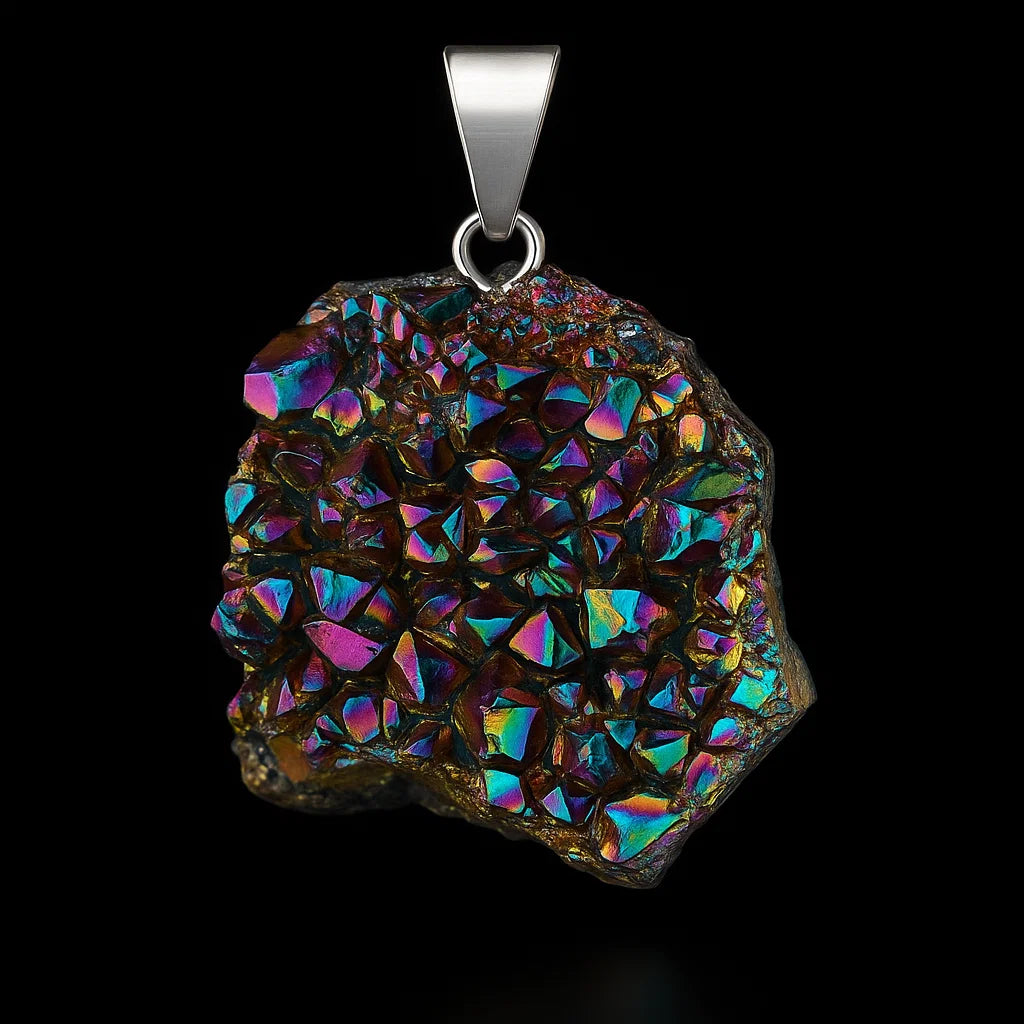 Amethyst Rainbow Druze Pendant #S214