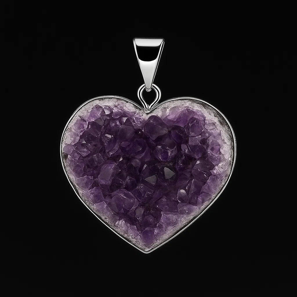 Amethyst Heart Druze Pendant #S223