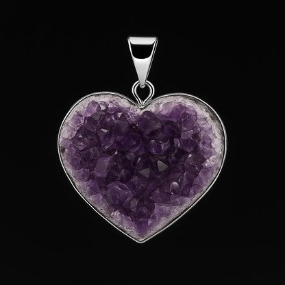 Amethyst Heart Druze Pendant #S223
