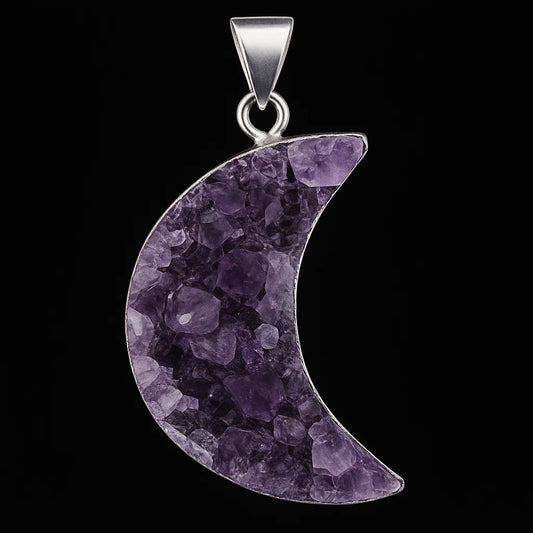Amethyst Moon Druse Pendant #S224