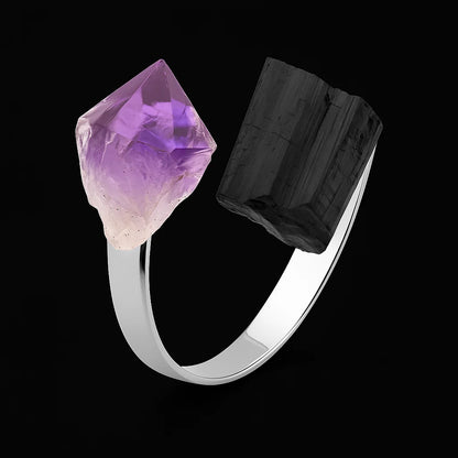 Amethyst with Tourmaline Ring #S108