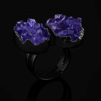 Double Crown amethyst druse Ring #509.1