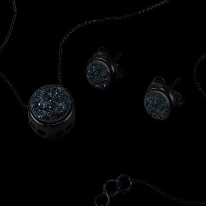 Metallic Druse Earing and Necklace Set #2513.1