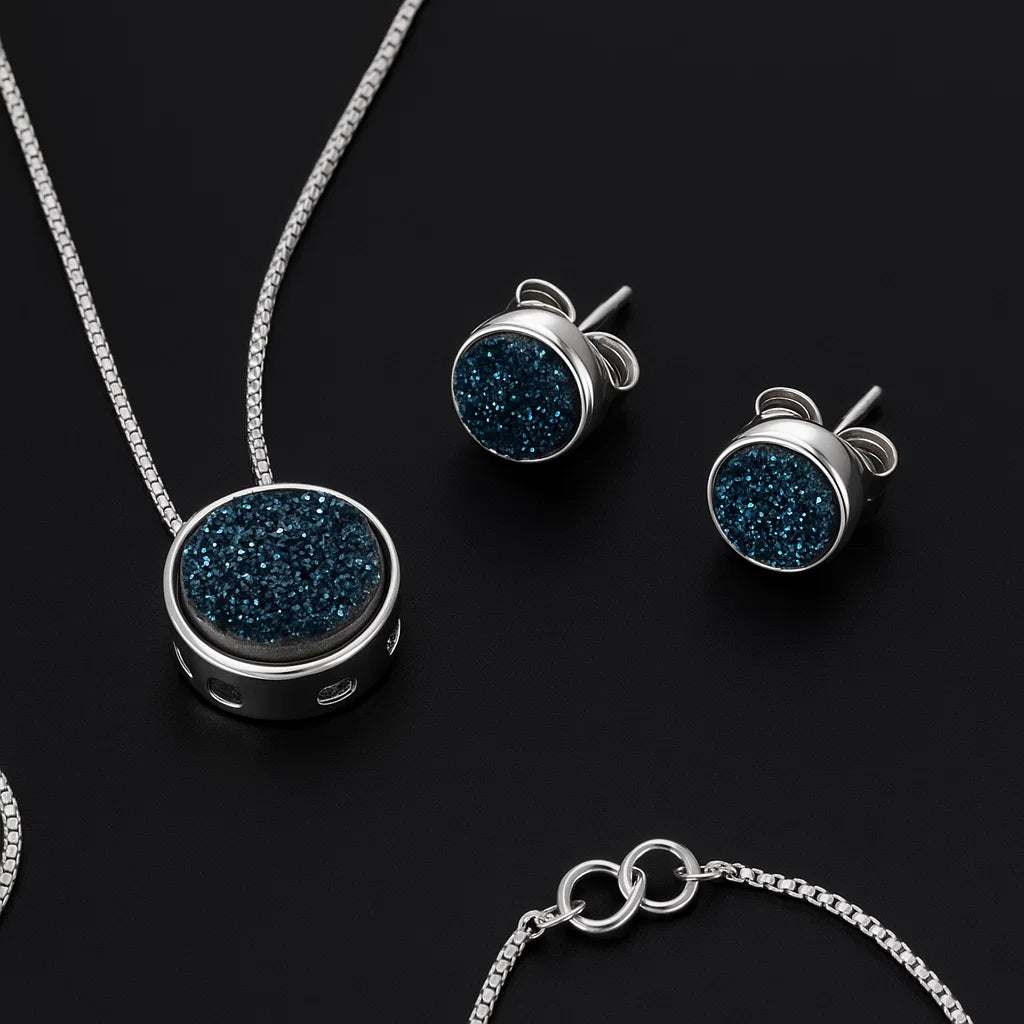 Metallic Druse Earing and Necklace Set #2513.1