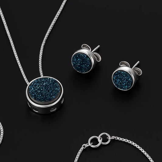 Metallic Druse Earing and Necklace Set #2513.1