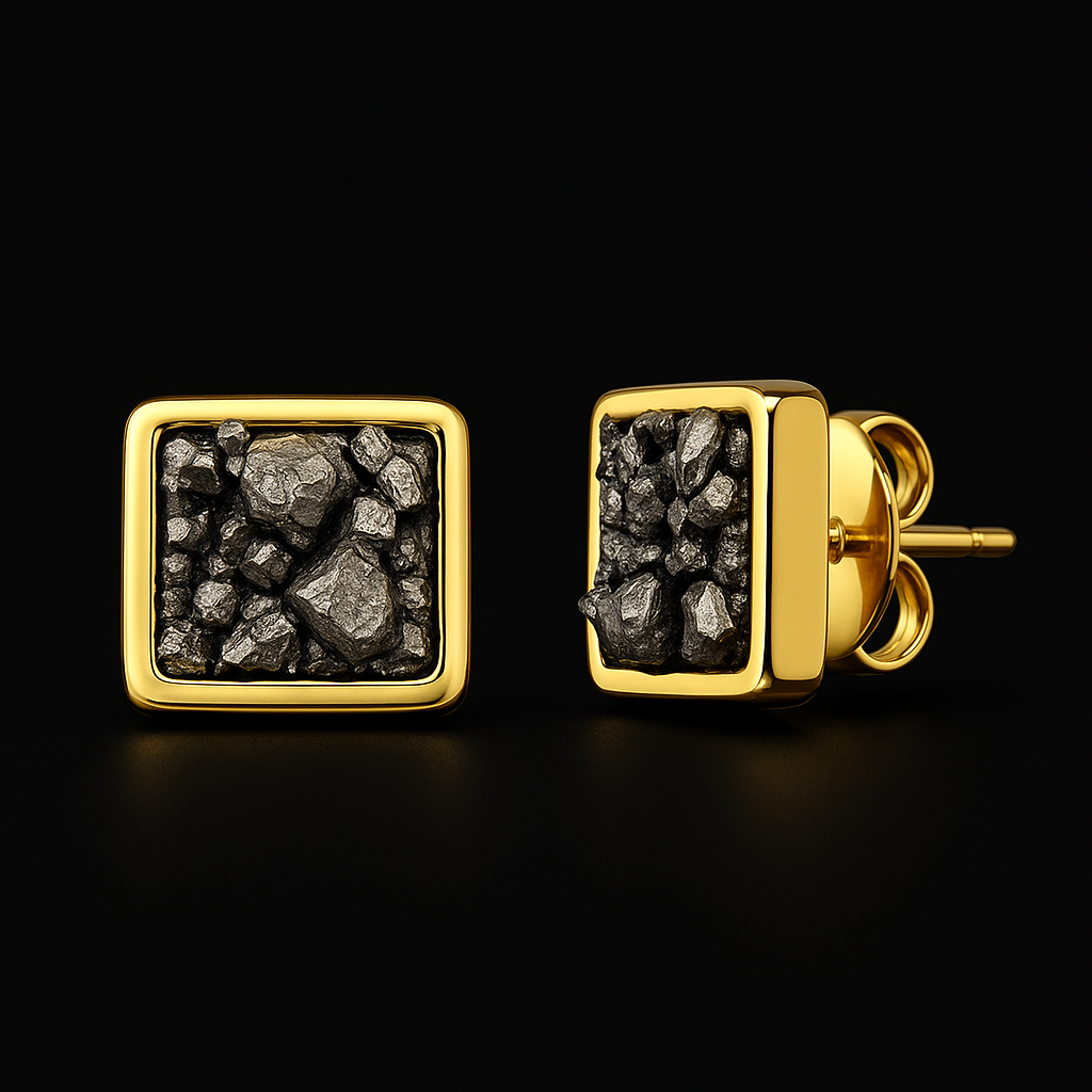 Square Pyrite Earring #1559.1