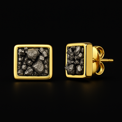 Square Pyrite Earring #1559.1