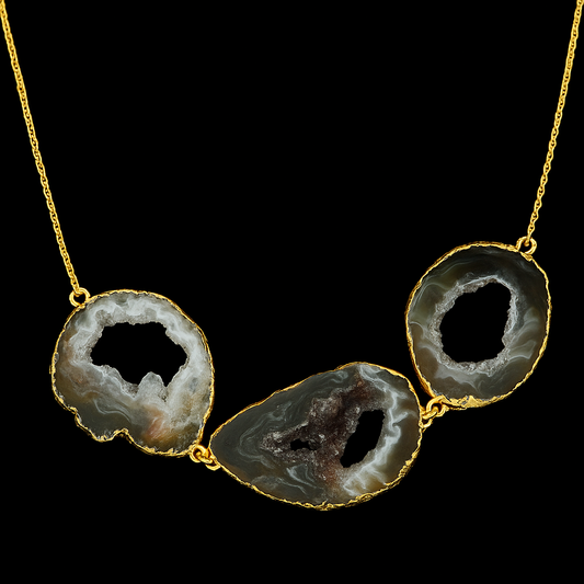 Triple Natural Geode Necklace #2001.1