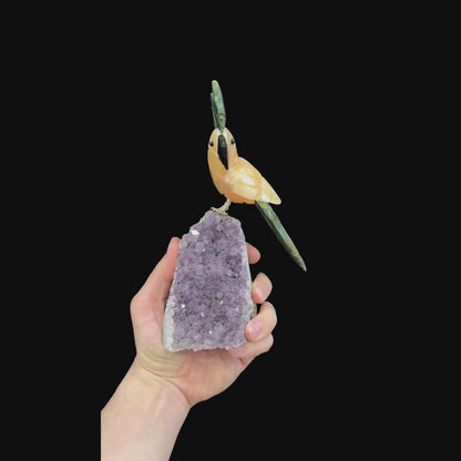 Yellow Calcite & Green Quartz Cockatoo #04