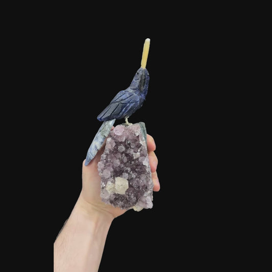 Sodalite Macaw with Calcite Crest #10