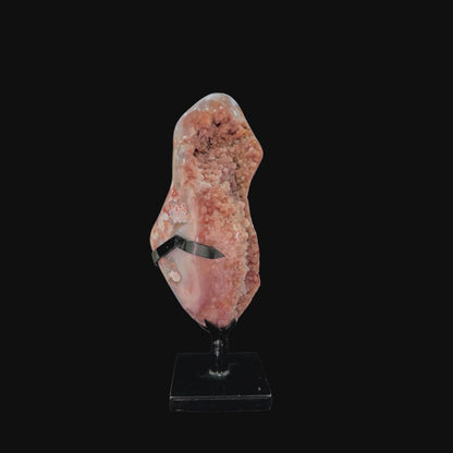 Pink Amethyst Druze on Custom Metal Stand – 33cm | 3.38kg