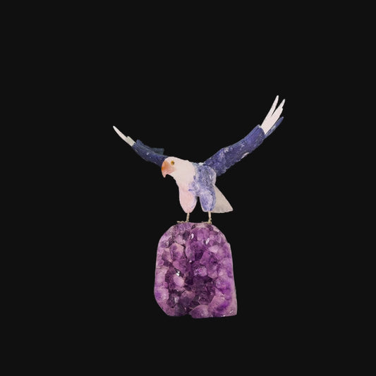 Blue Sodalite Eagle on Amethyst Cut-Base – 38cm | 4.78kg