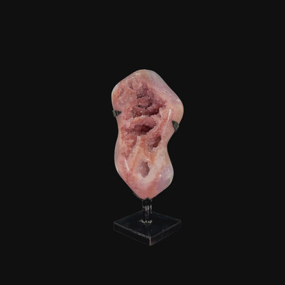 Pink Amethyst Druze on Custom Metal Stand – 33cm | 4.4kg