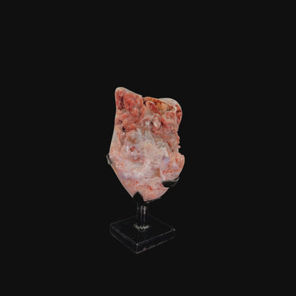 Pink Amethyst Druze on Custom Metal Stand – 24cm | 2.3kg
