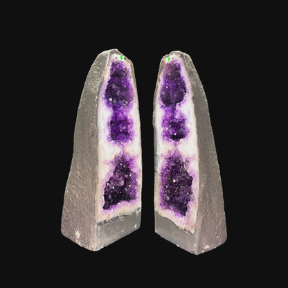 Pair of Amethyst Cathedrals – 49cm & 52cm | 43kg (total)