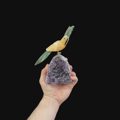 Yellow Calcite & Green Quartz Parrot #08