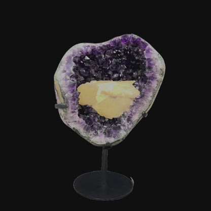 Uruguayan Amethyst with Calcite Inclusion on Metal Base – 35cm | 8.08kg