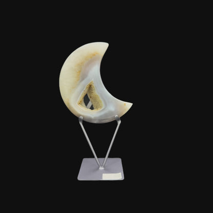 Agate Druzy Moon on Metal Base – 30cm | 1.16kg
