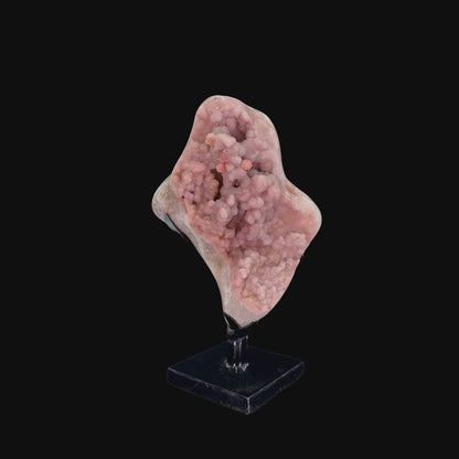 Wide-Form Pink Amethyst Druze on Custom Metal Stand – 34.5cm | 6.7kg