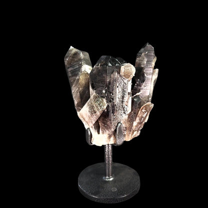 Smoky Quartz Cluster on Custom Circular Metal Stand – 33.5cm  6.12kg