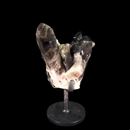 Smoky Quartz Cluster on Custom Circular Metal Stand – 33.5cm  6.12kg