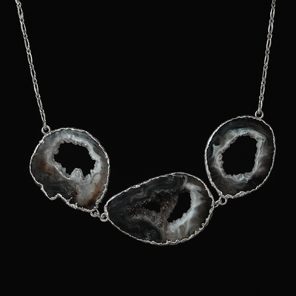 Triple Natural Geode Necklace #2001.1