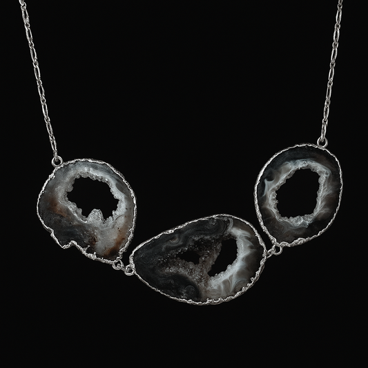 Triple Natural Geode Necklace #2001.1